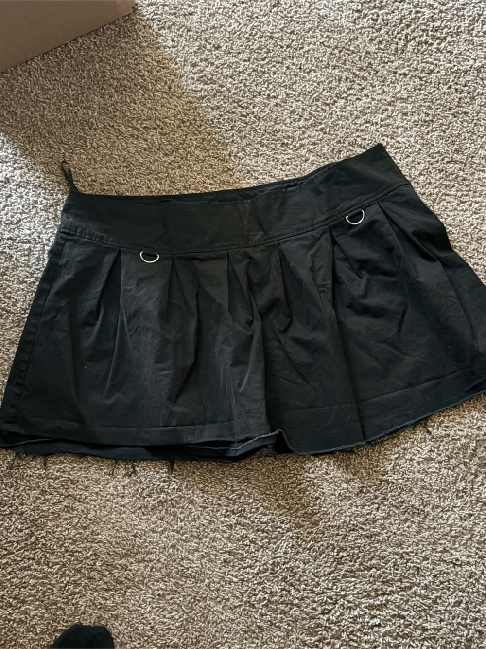 Black Flared Skirt with Ring Detail
